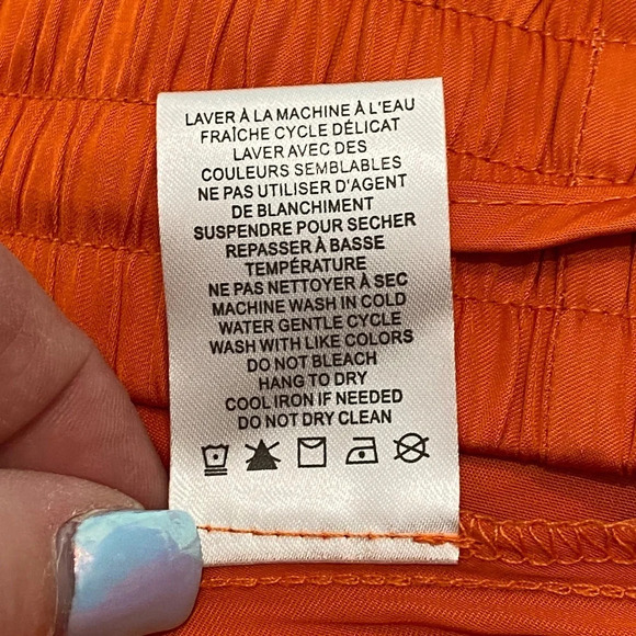 Joie Wide Leg elastic waist drawstring pants orange 16232 - Picture 5 of 11
